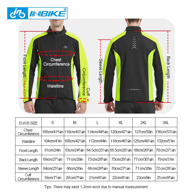 INBIKE Reflective Windproof Cycling Jacket  Men Thermal  Winter Road Bicycle Clothes Waterproof MTB Riding Soft Shell Coat WJ602