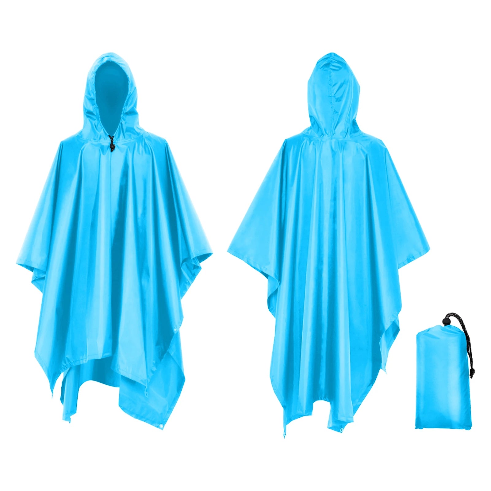 3-in-1 Waterproof Rain Poncho Lightweight Hooded Rain Coat Picnic Mat Blanket Sun Shelter for Outdoor Camping Cycle Climbing