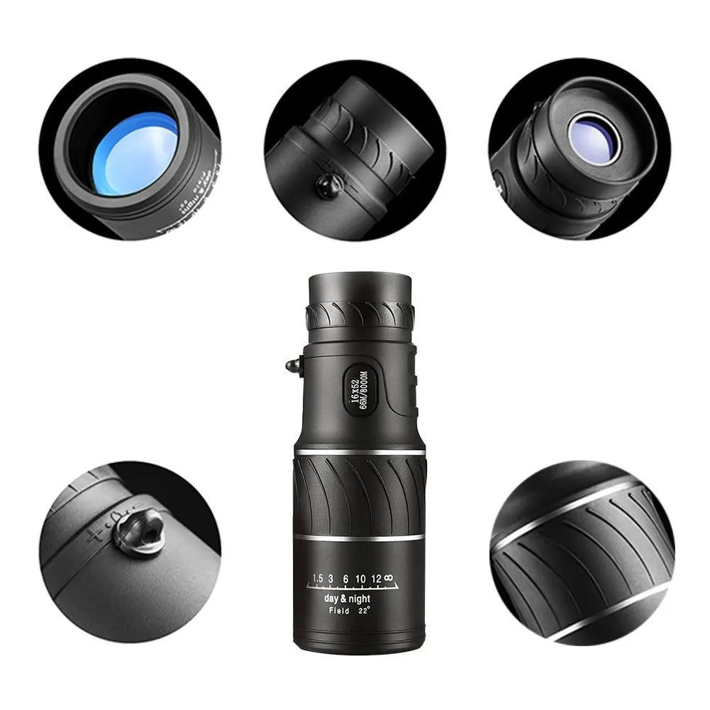 Portable Powerful Monocular Telescope 16x52 Long Range Spotting Scope Super Zoom Monocular Optical Sight For Camping Fishing