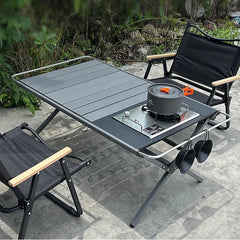 Portable Outdoor Camping Aluminum Alloy Table Lightweight Picnic Dinner Desk IGT Tactical Table Folding Includes Wooden Chairs