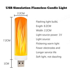 USB LED Atmosphere Light Flame Flashing Candle Lights Book Lamp for Power Bank Camping Lighting Cigarette Lighter Effect Light