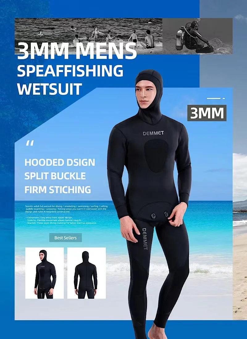 Camouflage SCR Neoprene 3mm Swim Wetsuits Men's Diving Suit Split Scuba Snorkel Swimsuit Spearfishing Surfing Jumpsuit Equipment