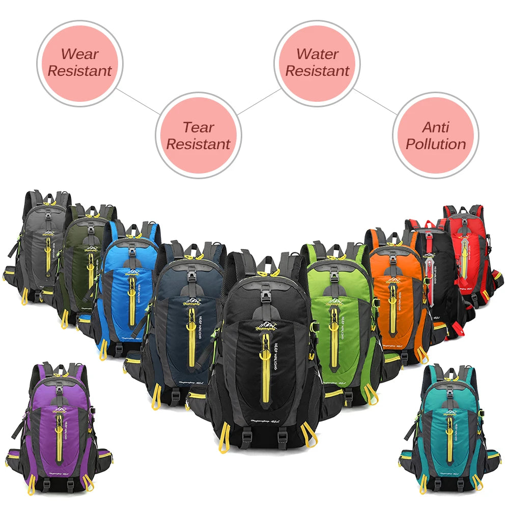 40L Water Resistant Travel Backpack Camping Hiking Laptop Daypack Trekking Climbing Back Bags For Men Women Hiking Supplies