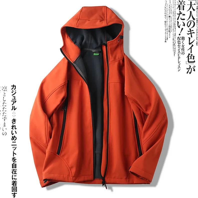 NUONEKO Winter Mens Waterproof Soft Shell Jackets Outdoor Sports Warm Fleece Windproof Camping Hiking Men Windbreaker Coats JM44