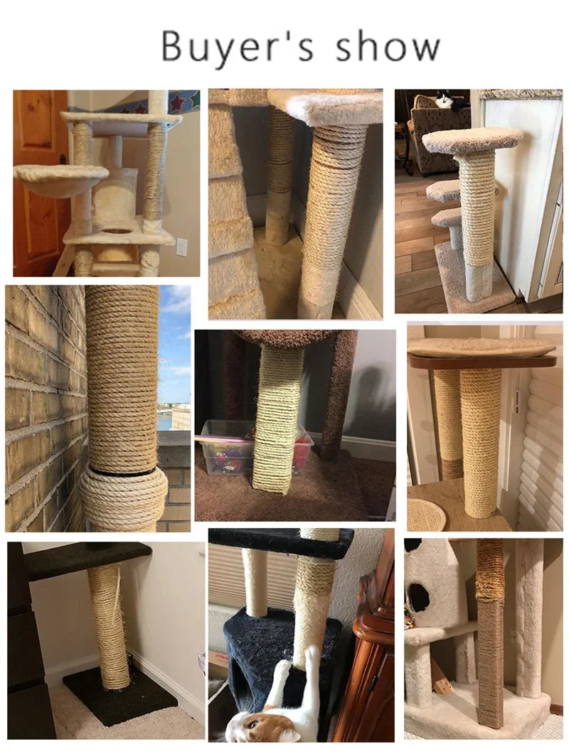 Sisal Rope Cat Tree DIY Scratching Post Toy Cat Climbing Frame Replacement Rope Desk Legs Binding Rope for Cat Sharpen Claw