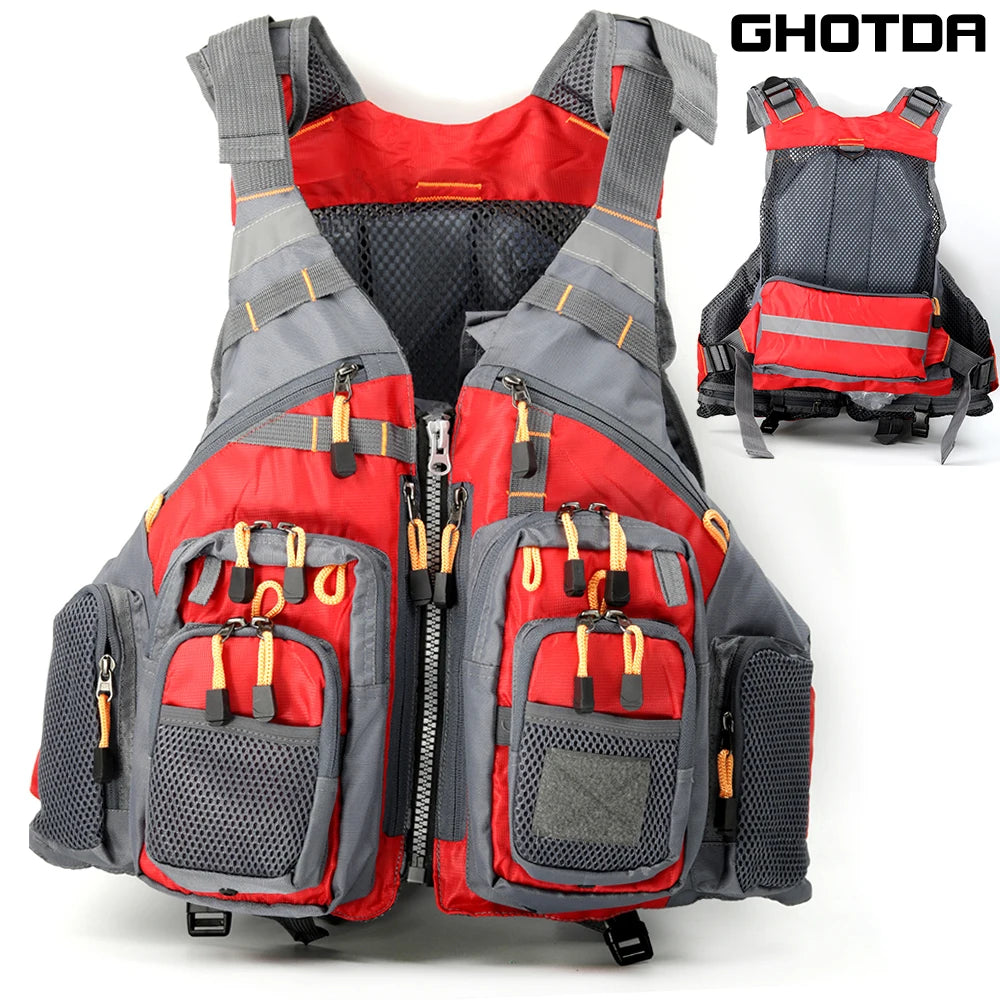 Ghotda Life Jacket for Fishing Professional Sea portable flotation Suit  Summer Big Buoyancy Lure Pocket Vest