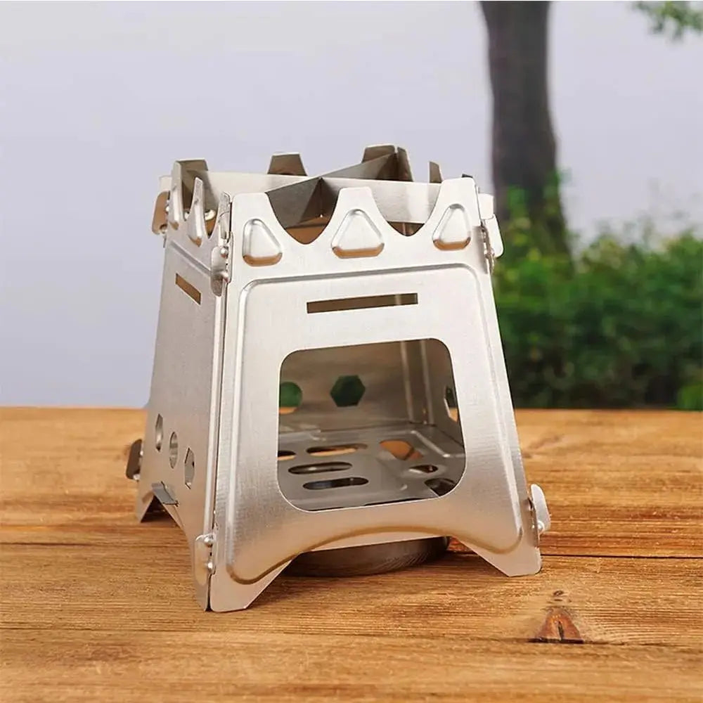 Portable Camping Wood Stove with Stainless Steel Folding Lightweight Firewood Stove For Outdoor Hiking Traveling BBQ Picnic