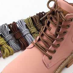 1Pair Boots Round Shoelaces Striped Double Color Shoe Laces Outdoor Hiking Leisure Shoe Lace Sneakers Casual Shoelace Accesories