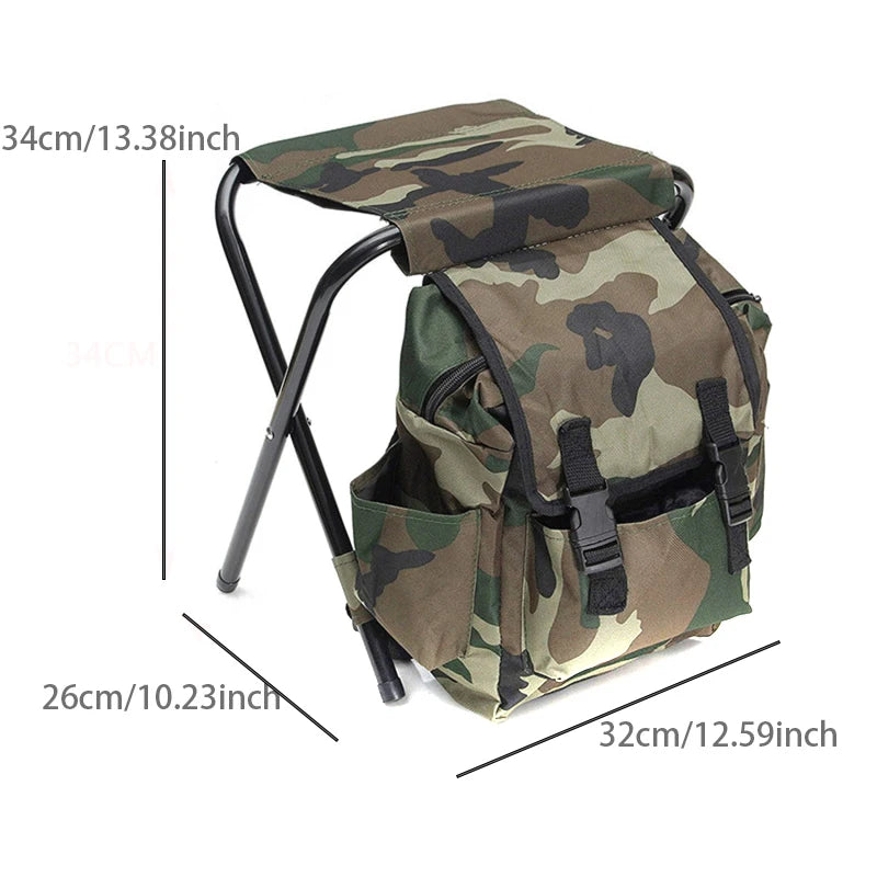 Outdoor Folding Camping Fishing Chair Sturdy Comfortable Stool Portable Backpack Seat Bag Economy Fishing Chair Hiking Seat