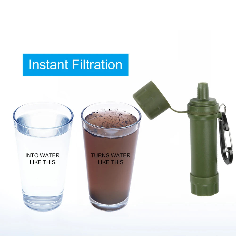 Outdoor Drinking Water Filtration Purifier Emergency Life Portable Survival Water Filter with Straw Camping Water Filtering Tool