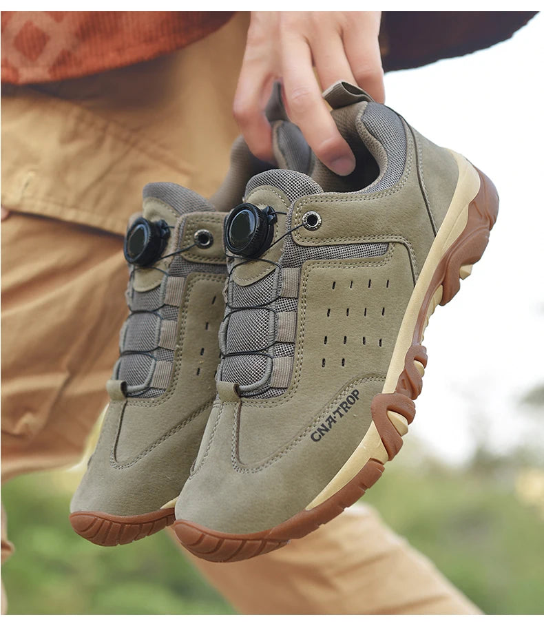 Hiking Sneakers Shoes for Men Breathable Outdoor Trekking Sport Men‘s Shoe Climbing Walking pu Leather sneakers Rotating Buckle