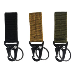 2pcs Tactical Hanging Buckle Molle Nylon Webbing Carabiner Belt Triangle Keychain for Outdoor Climbing Camping Tool Accessory