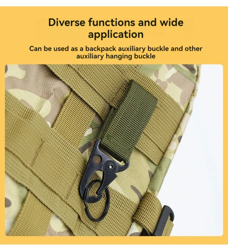 2pcs Tactical Hanging Buckle Molle Nylon Webbing Carabiner Belt Triangle Keychain for Outdoor Climbing Camping Tool Accessory