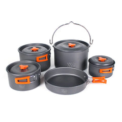 Aluminum Camping Cookware Portable Outdoor Tableware Cooking Set For Multiple People Pots Bowls Kettles Hiking Trips Bbq Picnics