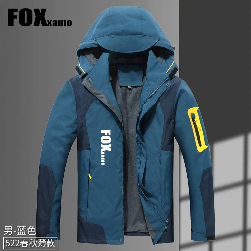 Foxxamo Men's Soft Shell Hooded Jacket Windproof Rainproof Perfect for Outdoor Activities (Mountaineering, Hunting, Cycling)