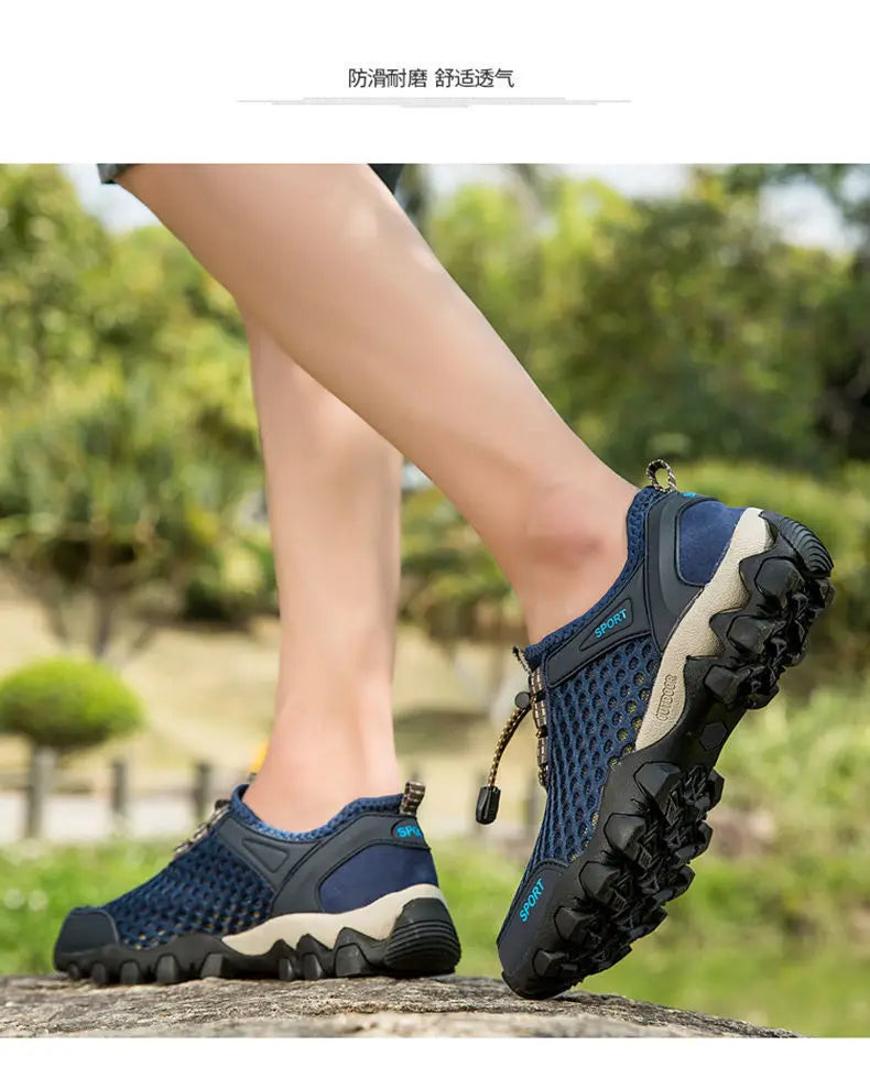 Men Casual Tennis Sneakers Summer Fashion Breathable Mesh Shoes Mens Non-Slip Hiking Shoes Sneaker for Men Climbing Trekking