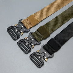 Men's new tactical high weight and wear-resistant alloy buckle nylon waist belt outdoor belt work clothes canvas elastic belt