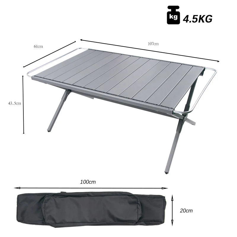 Portable Outdoor Camping Aluminum Alloy Table Lightweight Picnic Dinner Desk IGT Tactical Table Folding Includes Wooden Chairs