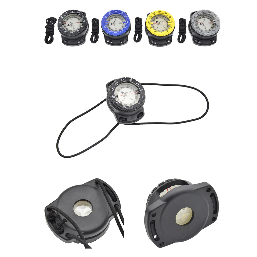 50m Portable Underwater Navigation Compass Waterproof Luminous Dial Wrist Strap Compass For Diving Camping