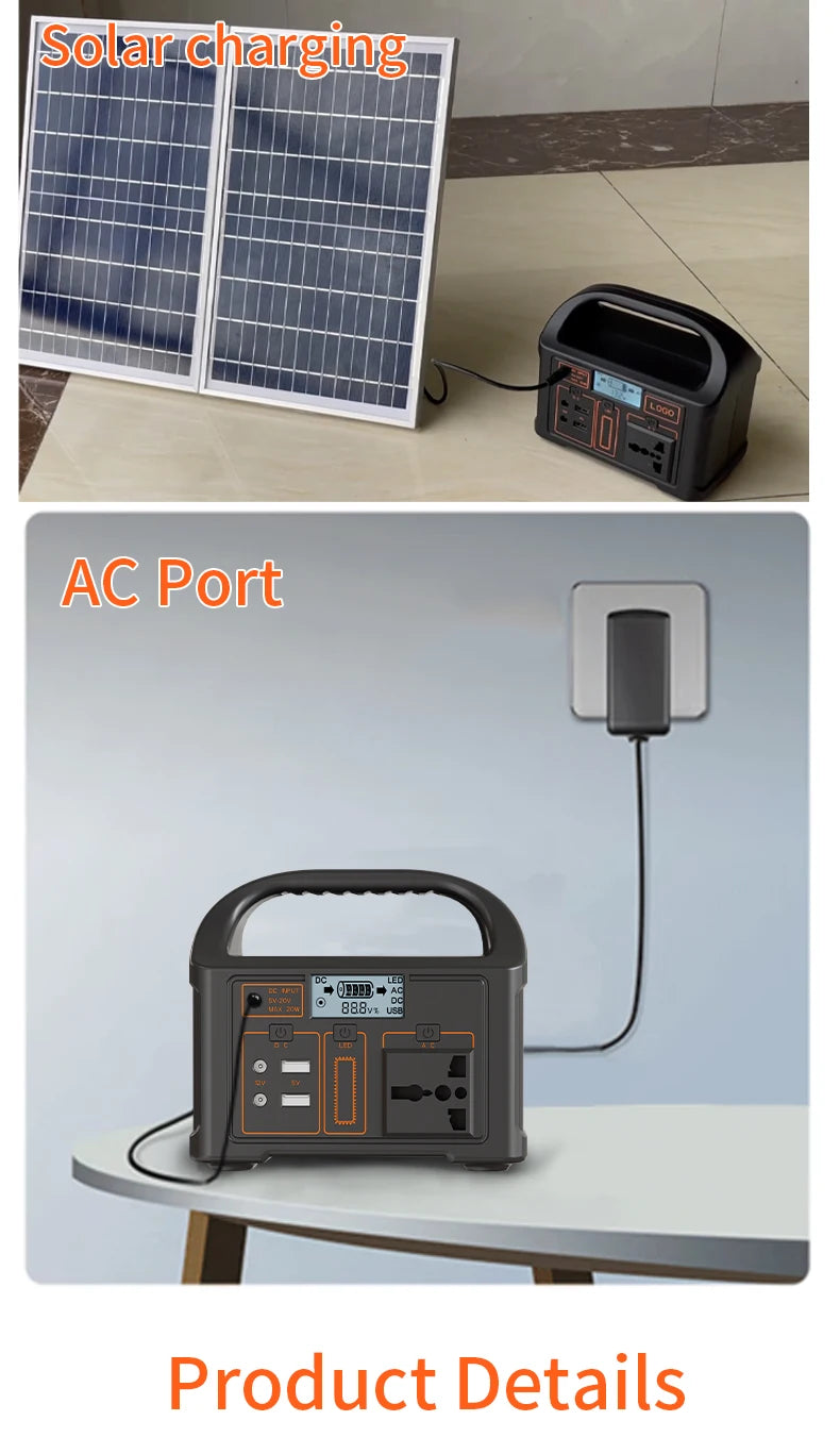 100W Portable LiFePO4 Power Station 24000mAh 220V 110V Solar Generator USB DC AC External Auxiliary Battery for Outdoor Camping