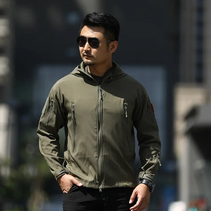 Summer Slim Mens Jacket Hiking Jackets Shell Clothes Windbreaker Flight Pilot Hood Field Jacket Pants