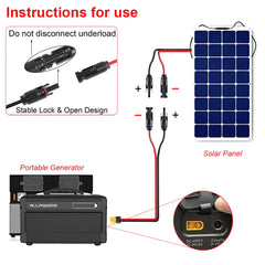 12AWG Connector Wire XT60 Female Adapter to Solar Panel Connection Charging Cable For Portable Power Station Solar Generator