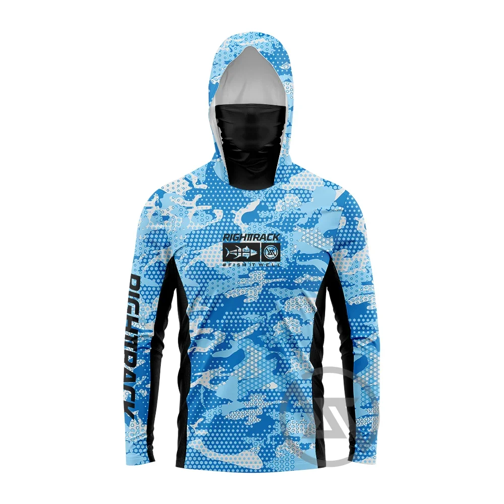 Hot RT Mask Hoodies Fishing Clothing UPF50  UV Fluor Camo Hunting Climbing Camping Hiking Breathable Angling Apparel