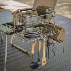 Camping IGT Table Accessories Drain Basket Storage Box Hanger Hook Stainless Steel 1 Unit Deep Shallow Basket Outdoor Kitchen