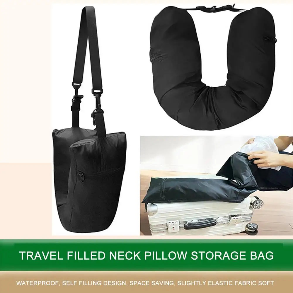 Travel Neck Pillow That You Stuff With Clothes Portable Outdoor Travel Storage Bag Pillow Car Headrest Household U-shaped Pillow