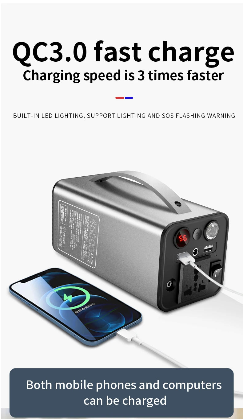 90000mAh 300W Portable Power Station 45000mAh 180W Outdoor Emergency Power Supply Power Bank Generator DC output Battery Charger