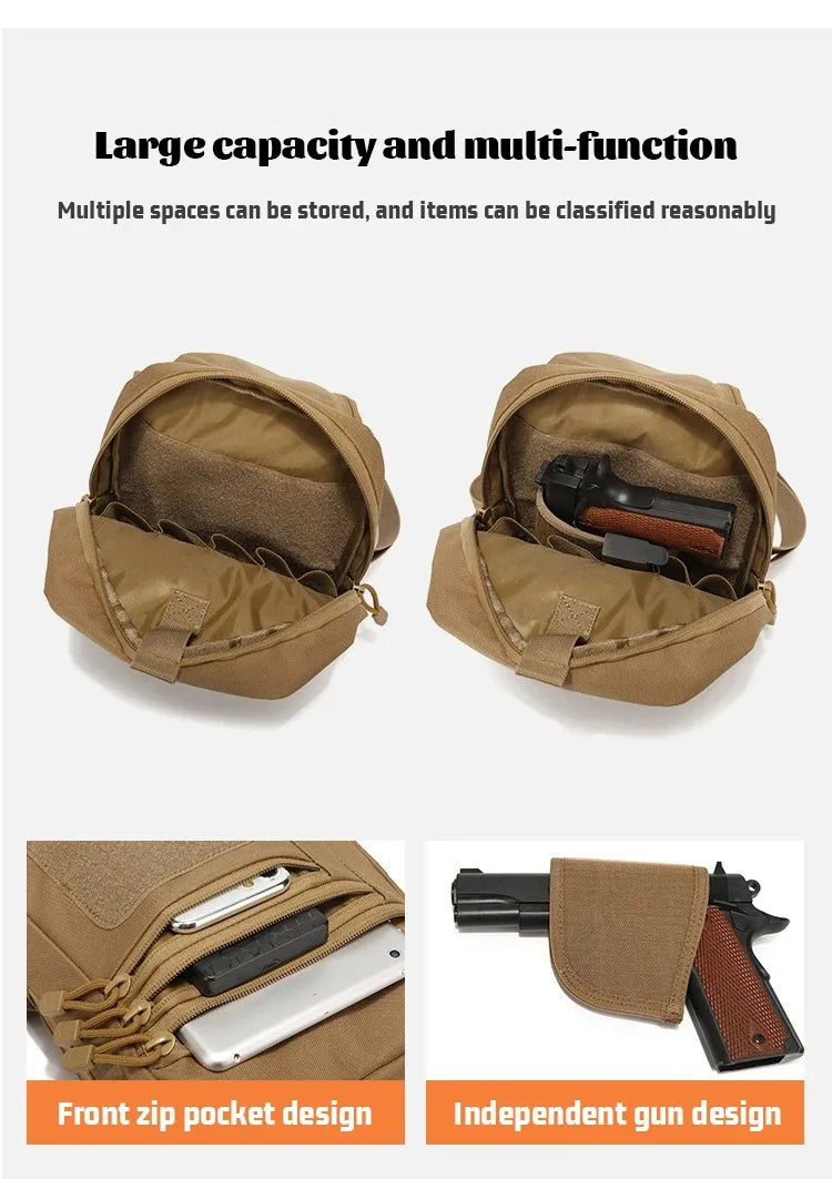 Tactical Shoulder Chest Bag Pistol Holster Concealed Carry Sling Crossbody Range Gun Convertible Backpack for Hunting Camping