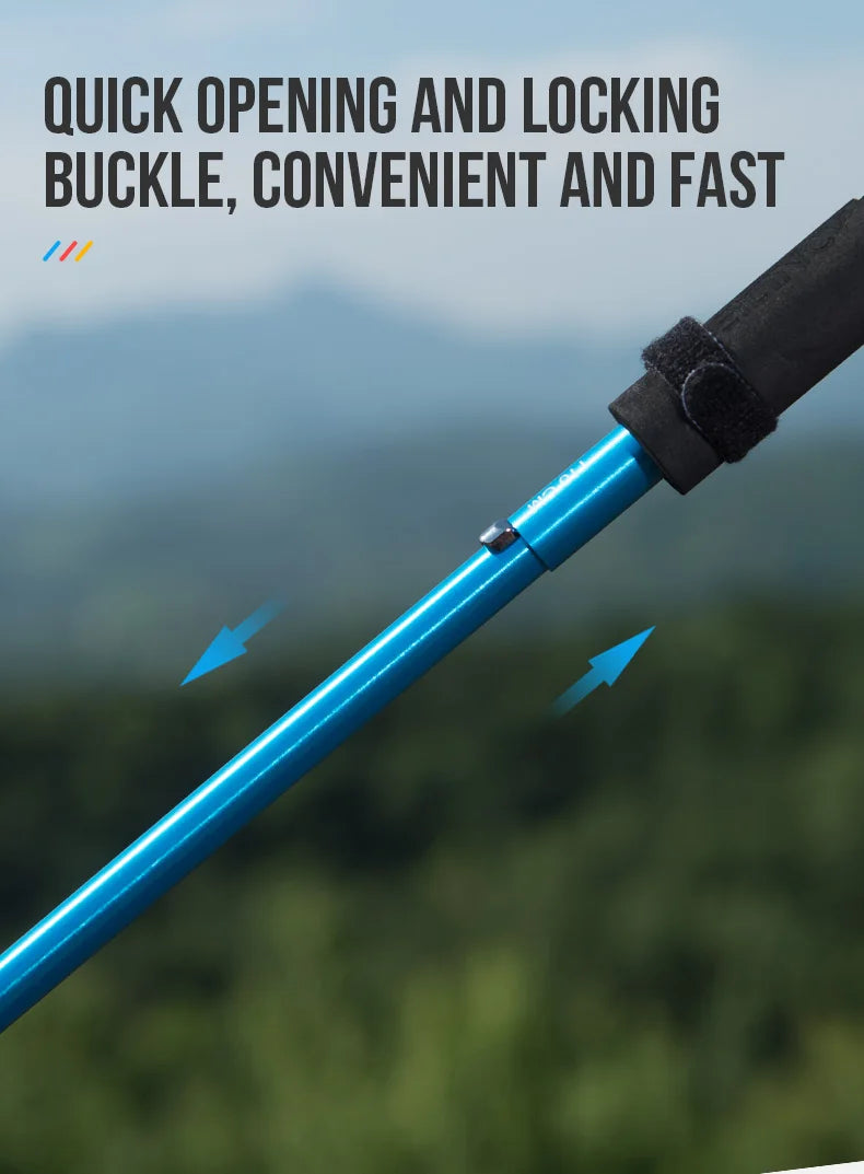 AONIJIE E4201 Lightweight Folding Collapsible Quick Lock Trekking Pole Hiking Pole Trail Running Walking Stick Carbon Fiber