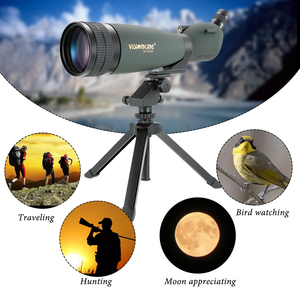 Visionking 30-90x90 Zoom Spotting Scope High Power Monocular Telescope For Hunting Golf Shooting With Phone Camera Adapter