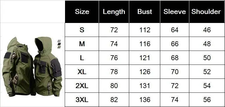 Mens Shark Skin Tactical Hooded Jackets Waterproof Fleece Soft Shell Multi-pockets Wear-resisting Jacket Outdoor Combat Coats