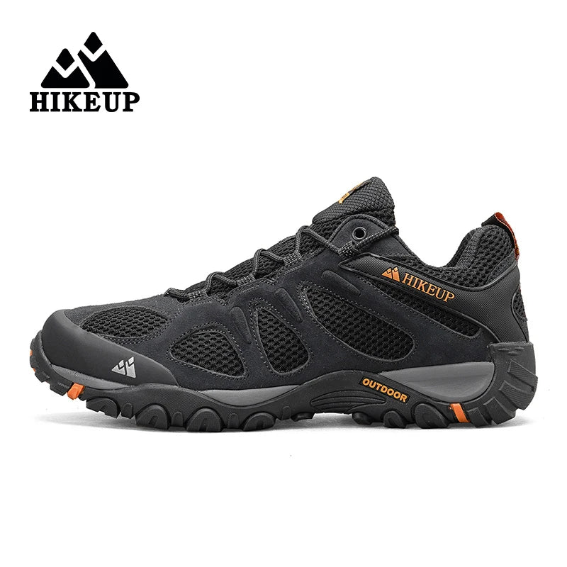 HIKEUP New Arrival Leather Hiking Shoes Wear-resistant Outdoor Sport Men Shoes Lace-Up Mens Climbing Trekking Hunting Sneakers