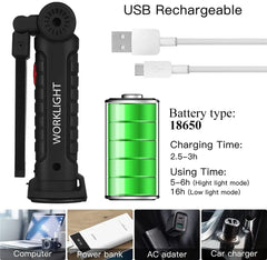 New Portable COB LED Flashlight USB Rechargeable Work Light Magnetic Lanterna Hanging Lamp with Built-in Battery Camping Torch