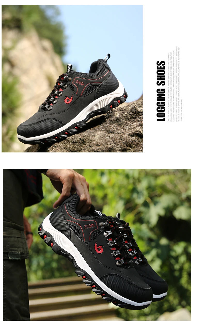 Casuals Men Shoes Summer Breathable Hiking Walking Sneakers Outdoor Ultralight Leather Slip-on Climbing Trekking Sneakers