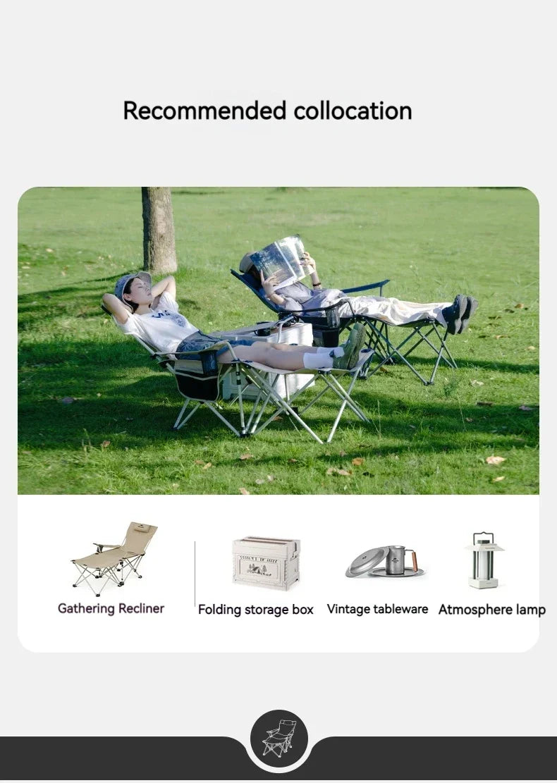 Naturehike Folding Lounges Chair Set Armchair Backrest Seat Stool Side Table for Outdoor Camping Fishing Heavy Duty Portable