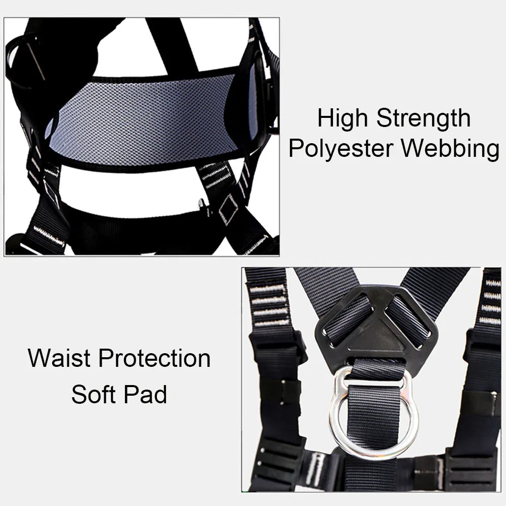 23KN High Altitude Work Safety Belt Full Body Five Point Safety Harness Outdoor Rock Climbing Construction Protection Equipment