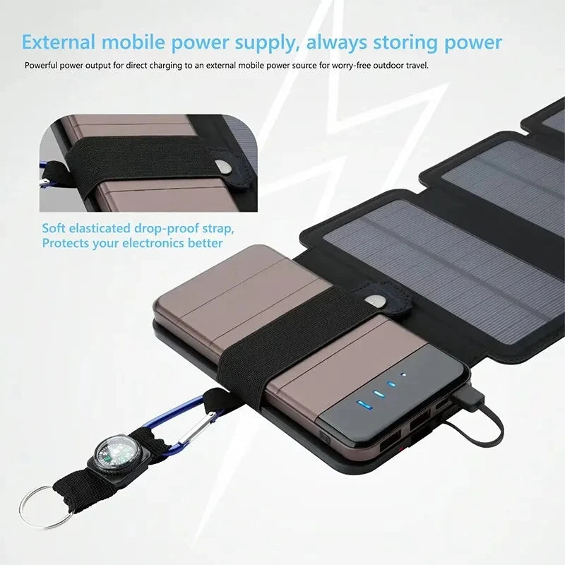 Foldable And Multifunctional Outdoor Solar Panel Charger 5V Camping Hiking Backpacking Traveling Outdoor Emergency Power Supply