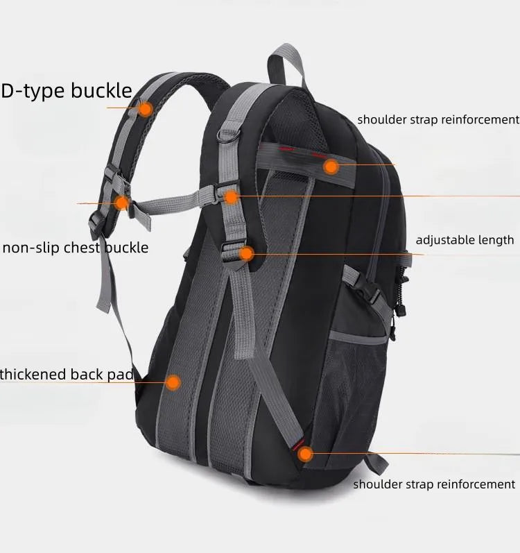 40L Large  Backpack Nylon Waterproof Casual Outdoor Travel Backpack Ladies Hiking Camping Mountaineering Bag Youth Sports Bags