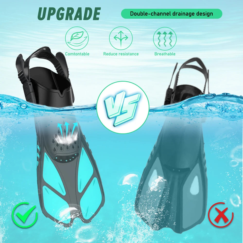 Professional Snorkeling Foot Diving Fins Adjustable Adult Swimming Fins Flippers Swimming Equipment Water Sports Child Kid Adult