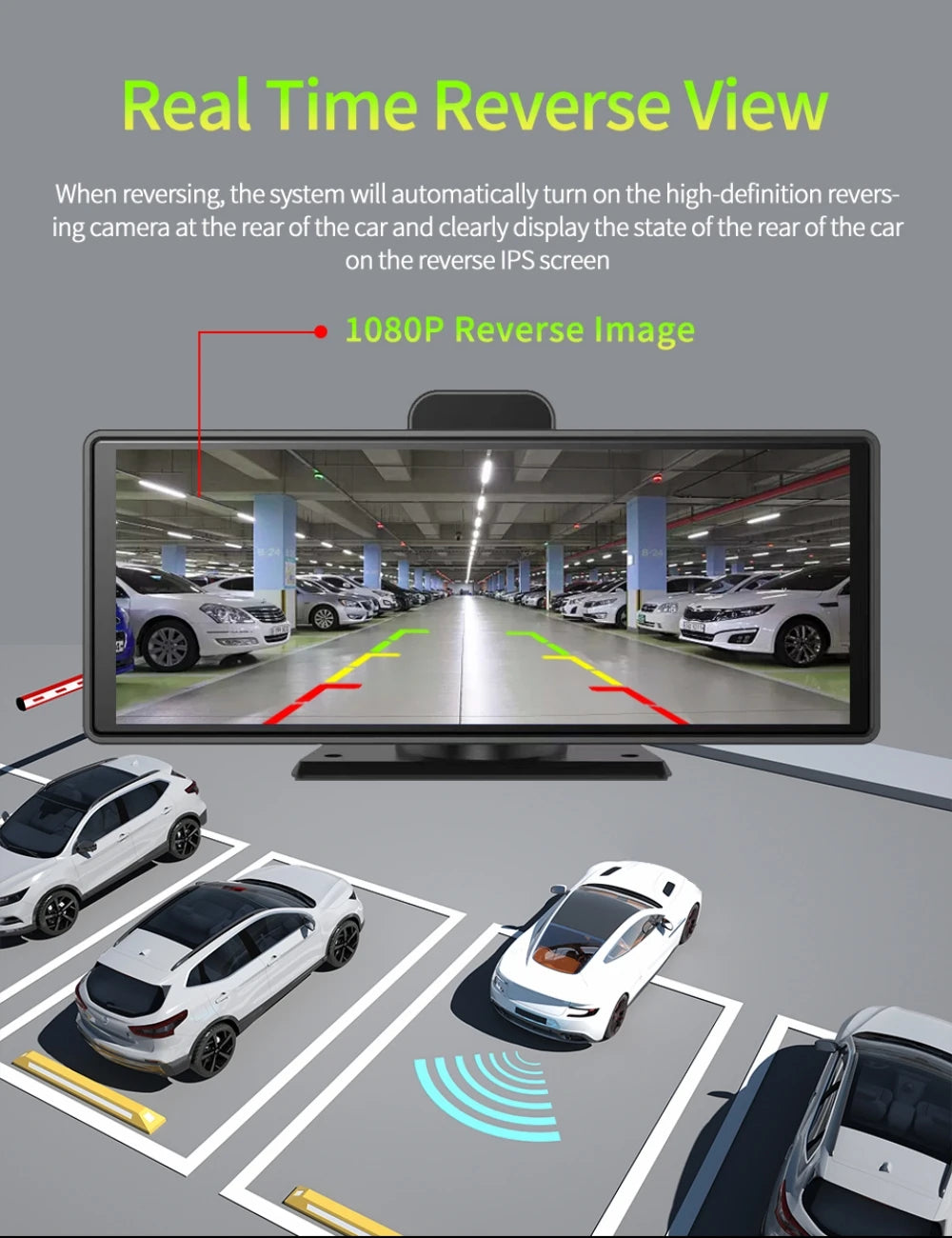 2024  10.26" Dash Cam 4K 2160P Rearview Camera Carplay & Android Auto GPS Navigation with Voice Control Car DVR BT FM Monitor