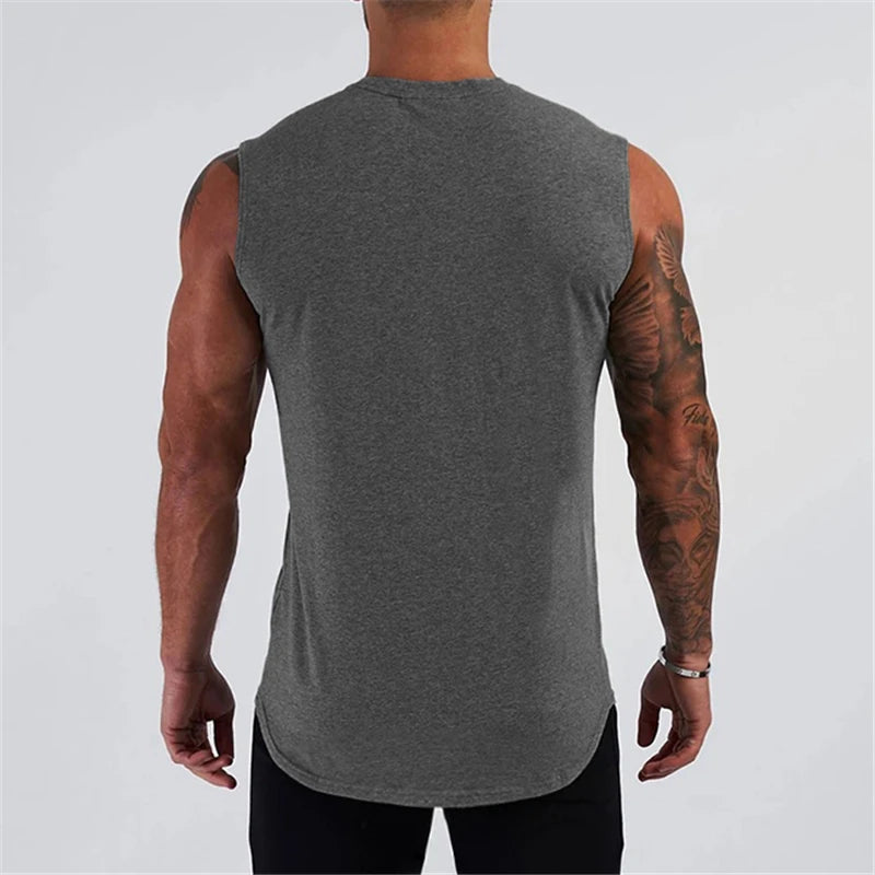 Gym Clothing V Neck Cotton Bodybuilding Tank Top Mens Workout Sleeveless Shirt Fitness Sportswear Running Vests Muscle Singlets