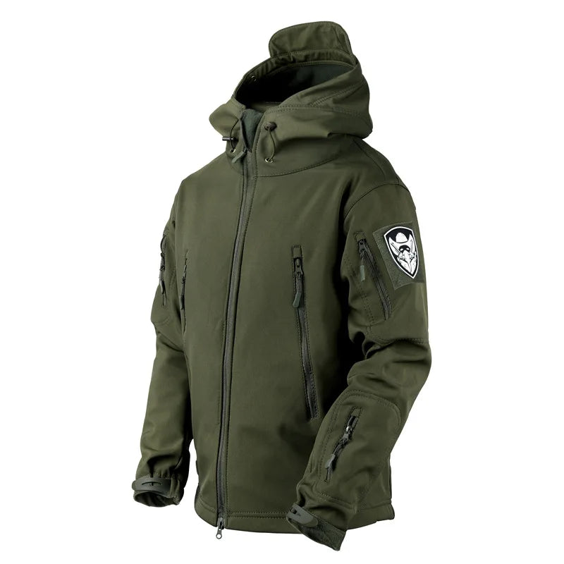 Navy Blue Soft Shell Outdoors Jacket Men Waterproof Army Tactical Jacket Coat Winter Warm Fleece Hooded Windbreaker And Pants