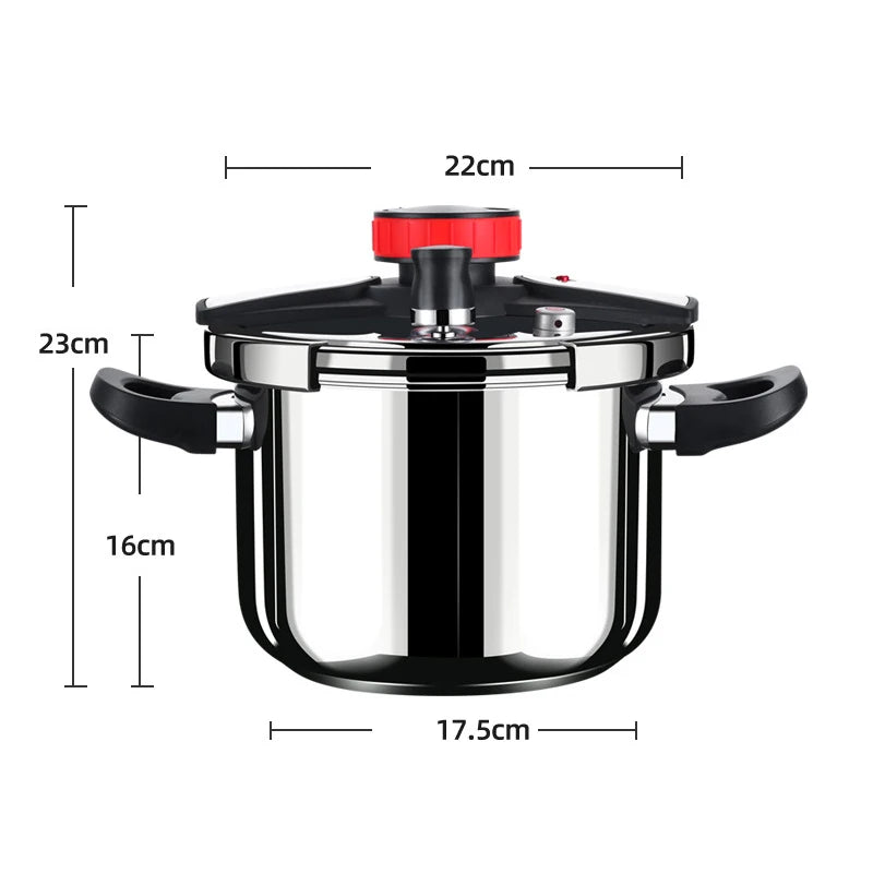 5L/6L 304 Stainless Steel Pressure Cooker Cookware Quickly Safety Cooking Kitchen Cooking Pot for Family Home Camping Outdoor