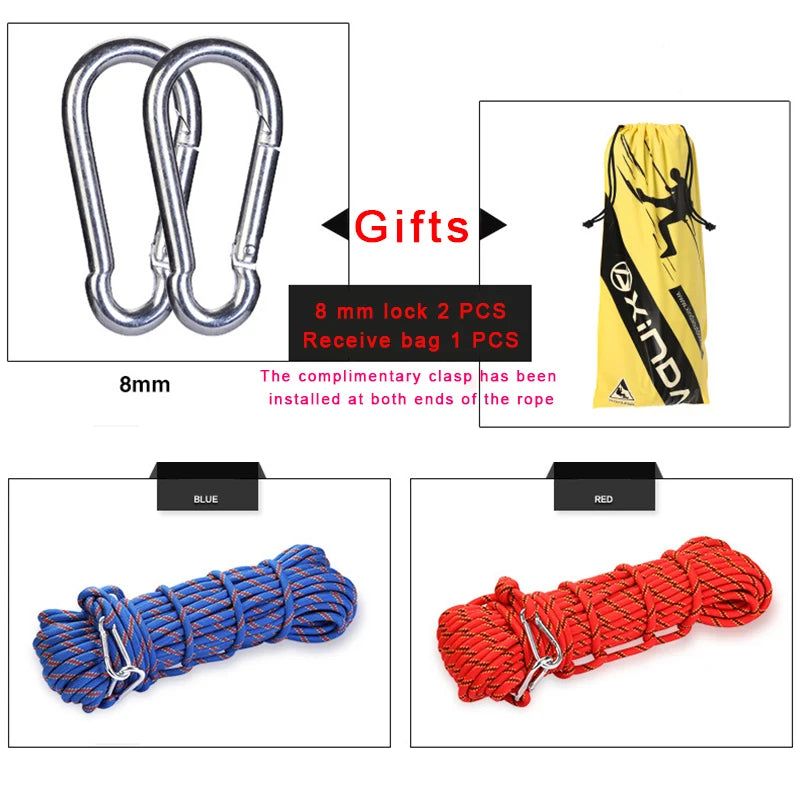 10m20m Outdoor Rescue Rope Mountaineering Safety Rope Mountaineering Safety Escape Auxiliary Rope Wild Hiking Survival Equipment