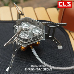 New Arrival Outdoor Portable Three Head Stove Camping Windproof Stove Camping Picnic Burner Outdoor Foldable Gas Stove