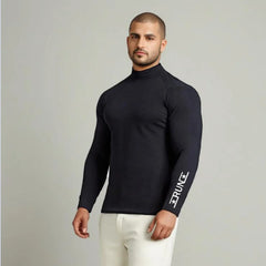 Fitness Sports T-shirt Men's Long Sleeve Compression Shirt Running Training Top Gym Clothing High Neck Bodybuilding T-shirt