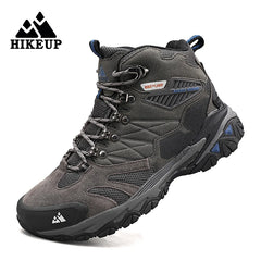 HIKEUP Hiking Boot Men Outdoor Boots Suede High Top Trekking Sport Men Shoes Rainproof Tactical Combat Military Boots